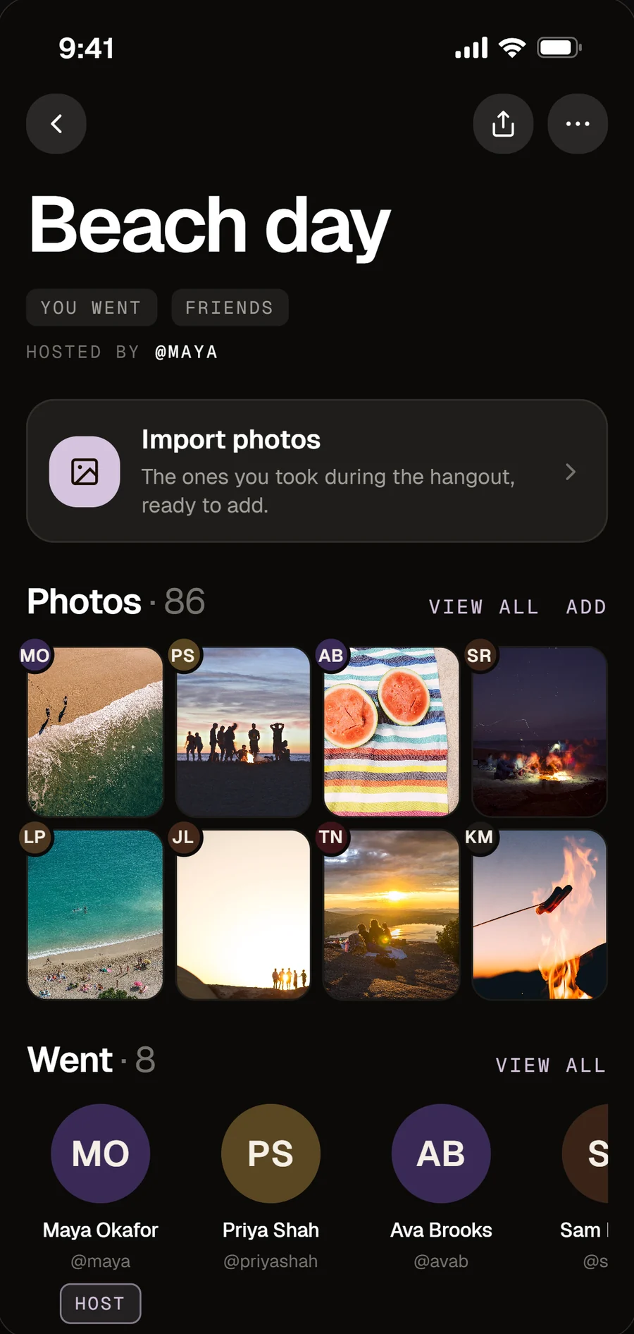 A Momint shared memory with everyone's photos from a beach day